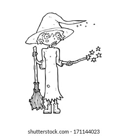 cartoon witch casting spell