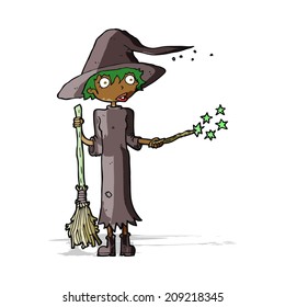cartoon witch casting spell