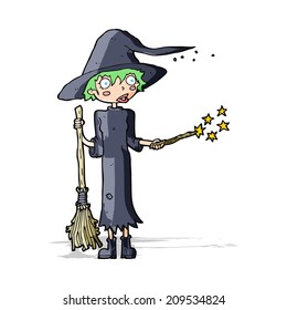 cartoon witch casting spell
