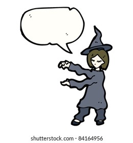 cartoon witch casting spell