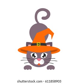 cartoon witch cat vector