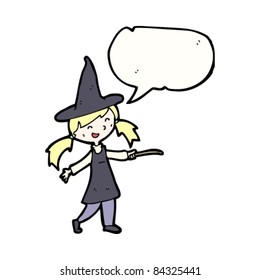 cartoon witch girl with wand