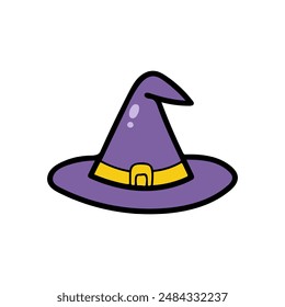 Cartoon witch hat for halloween design. 