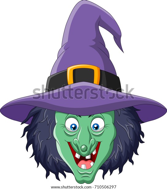 Cartoon Witch Head Isolated On White Stock Vector (Royalty Free) 710506297