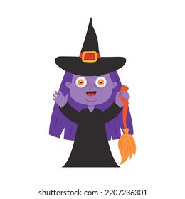 cartoon witch icon on white background