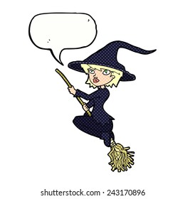 cartoon witch on broom