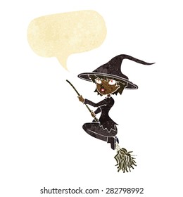 cartoon witch on broom