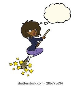 cartoon witch on broom