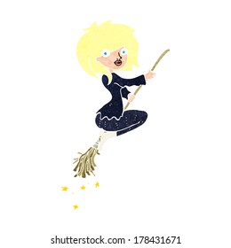 cartoon witch riding broomstick