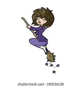 cartoon witch riding broomstick