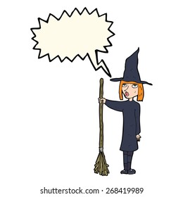 cartoon witch with speech bubble