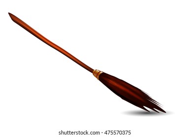 cartoon witches broom isolated on white background