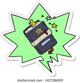 cartoon witch's book of spells with speech bubble sticker