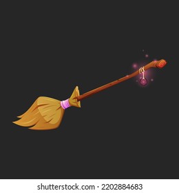 Cartoon Witch's Broom. A Magic Broom. Halloween.