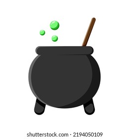 Cartoon witch's cauldron on transparent background