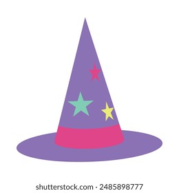 Cartoon witchs hat on white background.