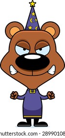 A cartoon wizard bear looking angry.