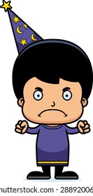 A cartoon wizard boy looking angry.