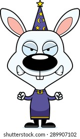 A cartoon wizard bunny looking angry.