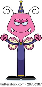 A cartoon wizard butterfly looking angry.
