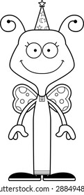 A cartoon wizard butterfly smiling.