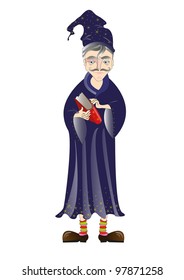 Cartoon wizard casting spell