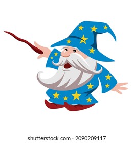 Cartoon wizard character. Vector image