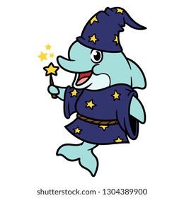 Cartoon Wizard Dolphin Character