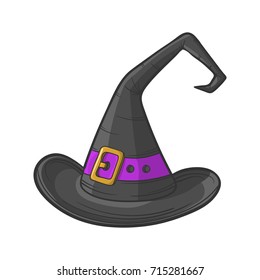 cartoon Wizard hat, halloween concept, vector illustration