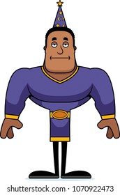 A cartoon wizard looking bored.