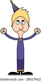 A cartoon wizard man looking angry.