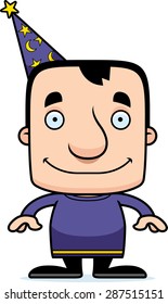 A cartoon wizard man smiling.