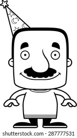 A cartoon wizard man smiling.