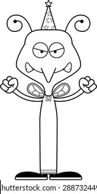 A cartoon wizard mosquito looking angry.