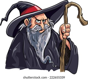 Cartoon wizard with a staff