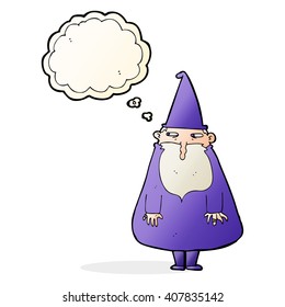 cartoon wizard with thought bubble