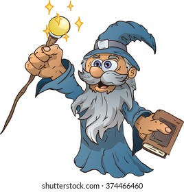 Cartoon wizard, vector illustration