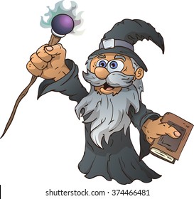 Cartoon wizard, vector illustration