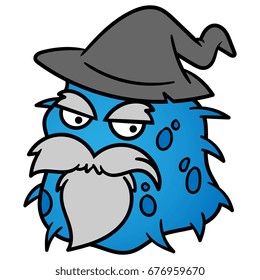 Cartoon Wizard Virus or Bacteria Vector Illustration