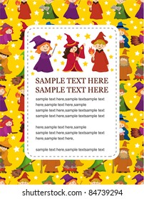 cartoon Wizard and Witch card