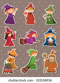 cartoon Wizard and Witch stickers