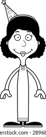 A cartoon wizard woman smiling.