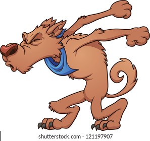 Cartoon wolf blowing air  Vector clip art illustration and simple gradients  All in single layer 