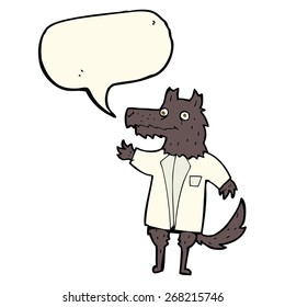 cartoon wolf businessman with speech bubble