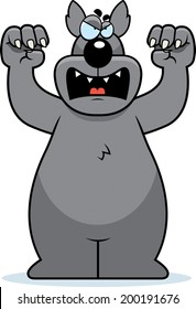 A cartoon wolf with claws out ready to attack.