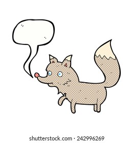 cartoon wolf cub with speech bubble