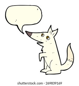 cachorro de lobo de dibujos animados con burbuja de habla