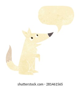 cachorro de lobo de dibujos animados con burbuja de habla