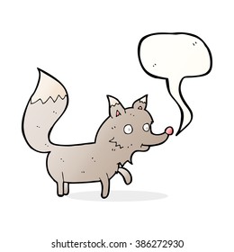 cachorro de lobo de dibujos animados con burbuja de habla