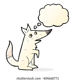 cartoon wolf cub with thought bubble